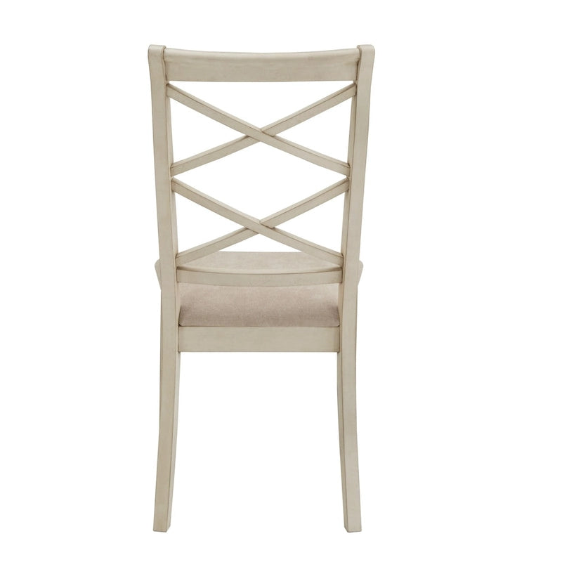 Chaise de salle à manger en bois avec dossier en croix double et tissu couleur sable