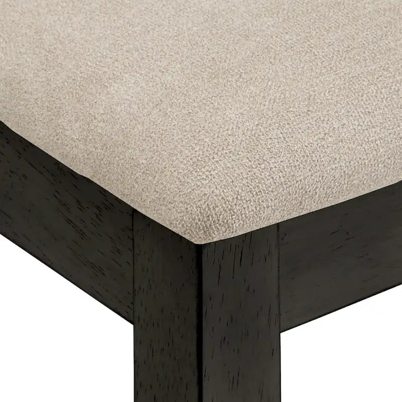 Chaise de salle à manger en bois avec dossier en croix double et tissu couleur sable