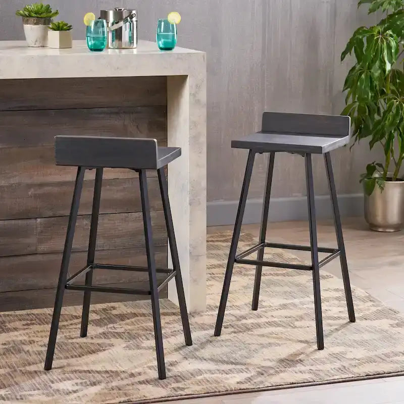 Tabourets de bar contemporains en bois d'acacia pour intérieur, hauteur bar