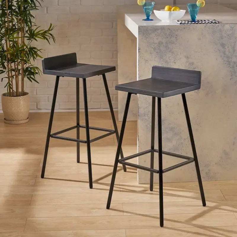 Tabourets de bar contemporains en bois d'acacia pour intérieur, hauteur bar