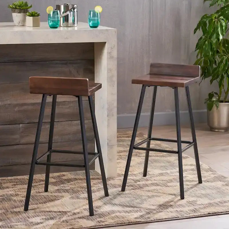 Tabourets de bar contemporains en bois d'acacia pour intérieur, hauteur bar