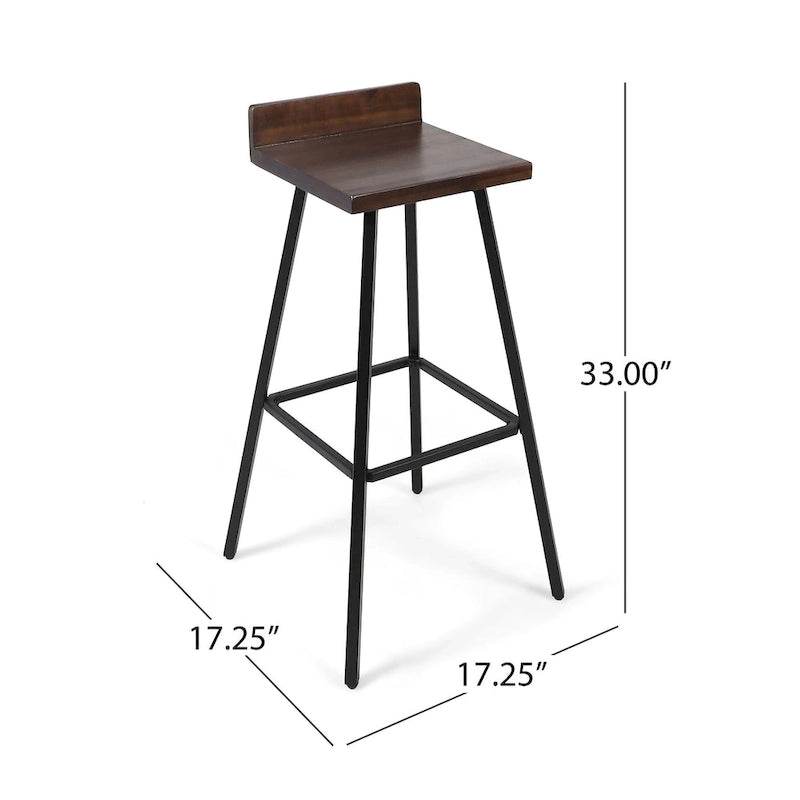 Tabourets de bar contemporains en bois d'acacia pour intérieur, hauteur bar