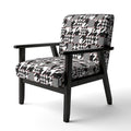 Fauteuil d'appoint style Mid-Century en tissu à motif pied-de-poule classique