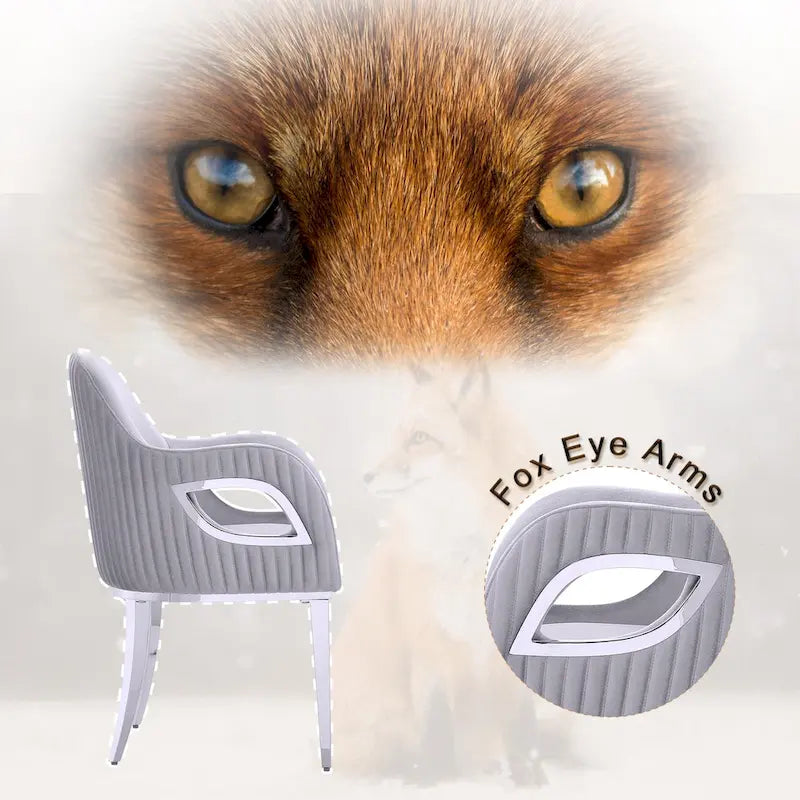 Fauteuils Chaises d'appoint en velours avec accoudoirs Fox-Eye et pieds en acier inoxydable poli miroir