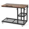 Table d'appoint en C réglable en hauteur, bureau mobile pour canapé avec roulettes