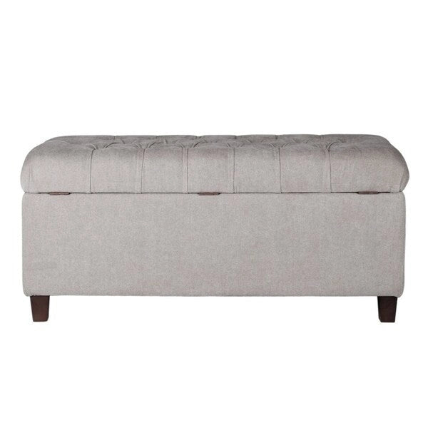 Banc de rangement capitonné gris argenté