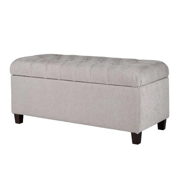 Banc de rangement capitonné gris argenté