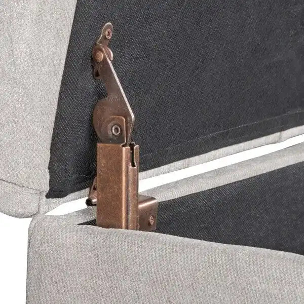 Banc de rangement capitonné gris argenté