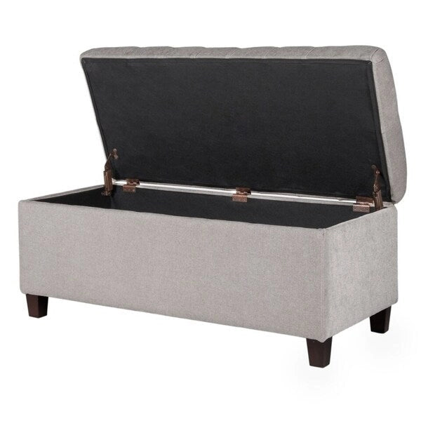 Banc de rangement capitonné gris argenté