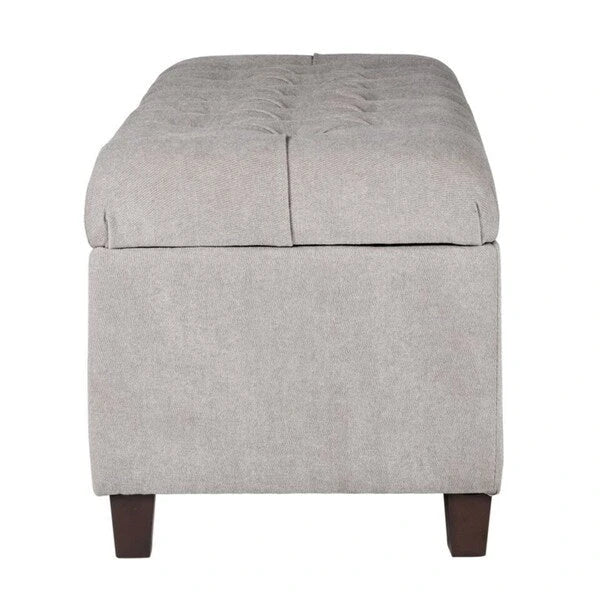Banc de rangement capitonné gris argenté