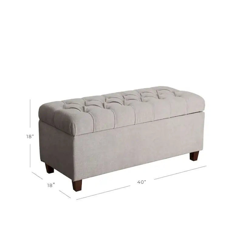 Banc de rangement capitonné gris argenté