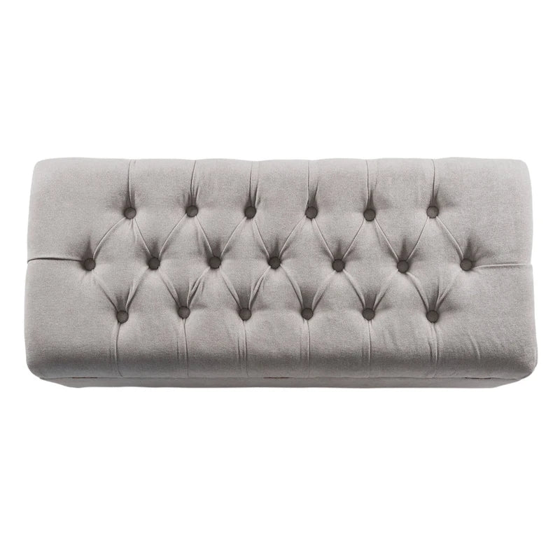 Banc de rangement capitonné gris argenté