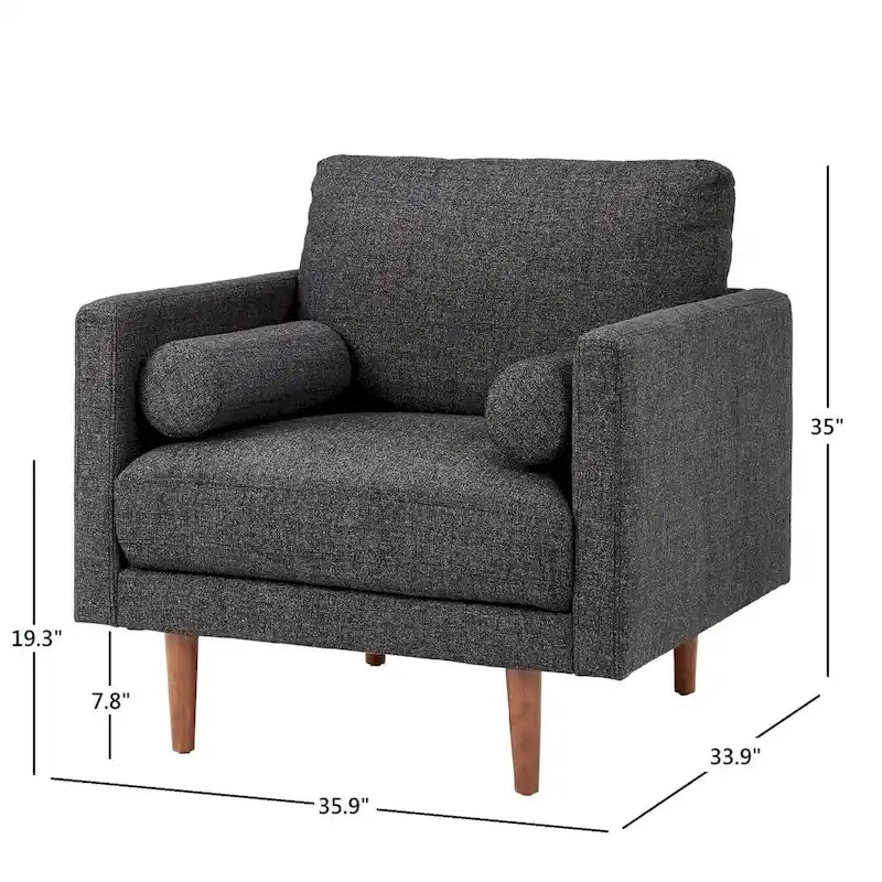 Chaise à pieds fuselés de style Mid-Century avec coussins