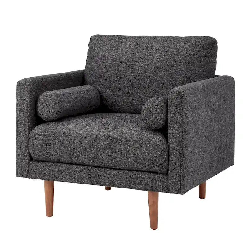 Chaise à pieds fuselés de style Mid-Century avec coussins