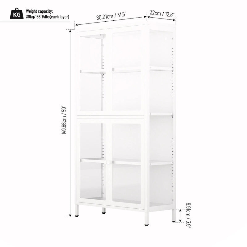 Meuble de rangement à quatre portes vitrées