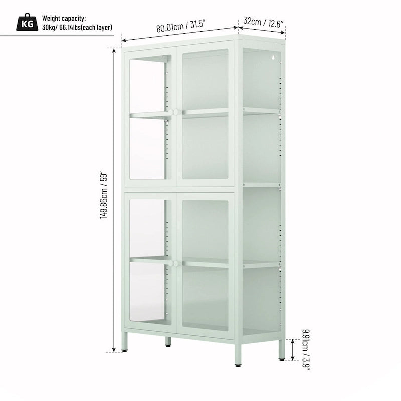 Meuble de rangement à quatre portes vitrées