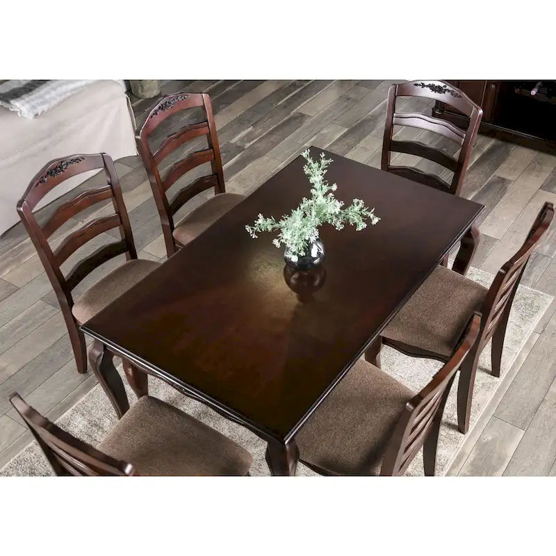 Table à manger traditionnelle noyer foncé 78 pouces