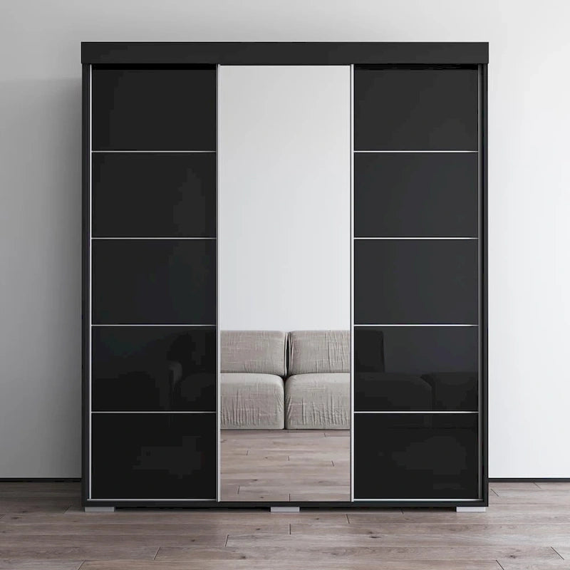 Armoire garde-robe moderne 3 portes avec miroir