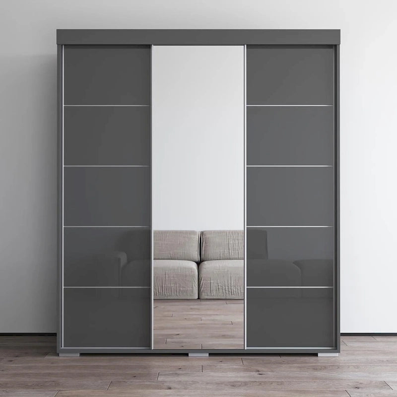 Armoire garde-robe moderne 3 portes avec miroir