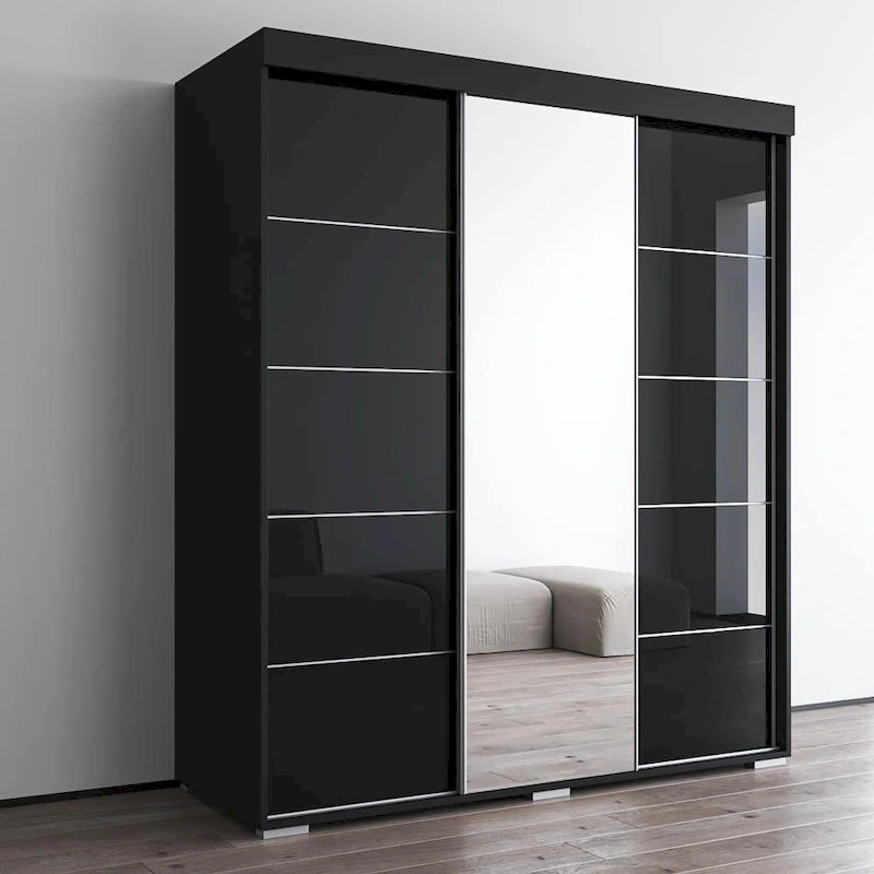 Armoire garde-robe moderne 3 portes avec miroir