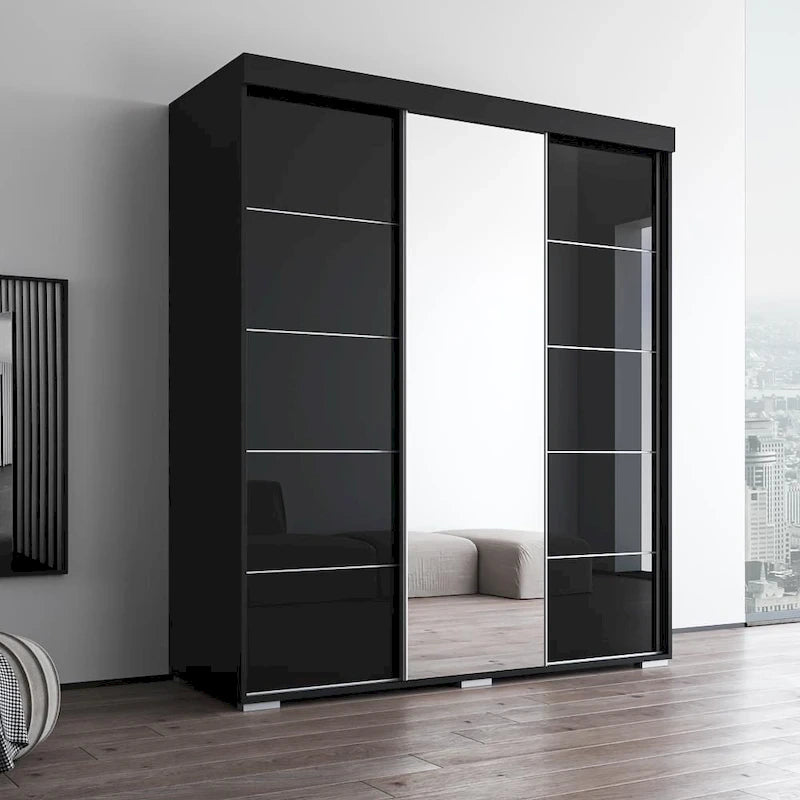 Armoire garde-robe moderne 3 portes avec miroir