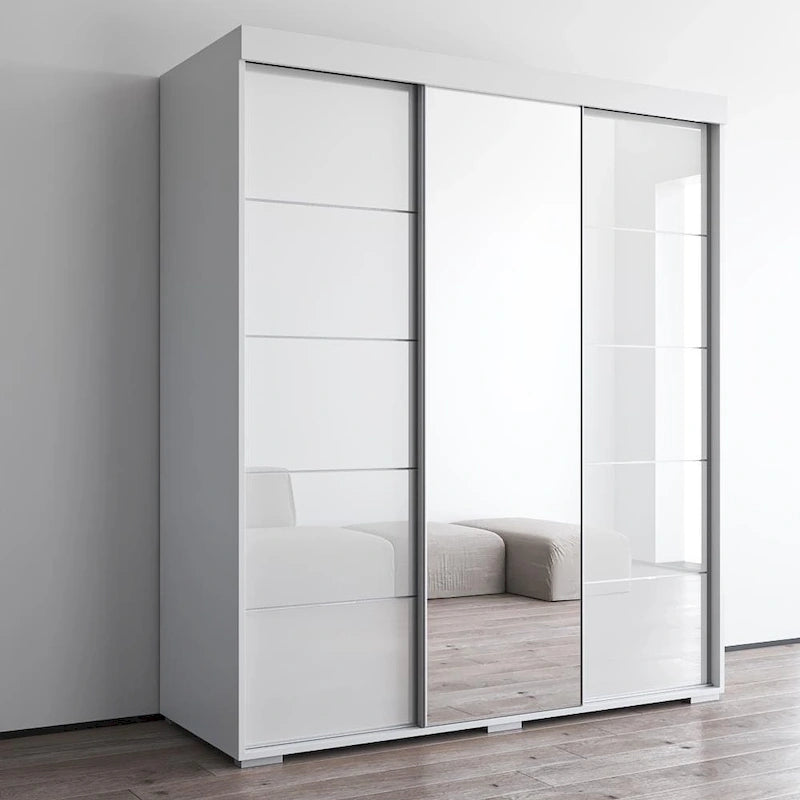 Armoire garde-robe moderne 3 portes avec miroir