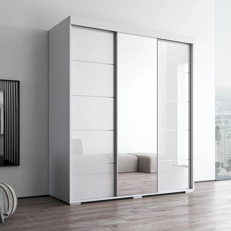 Armoire garde-robe moderne 3 portes avec miroir