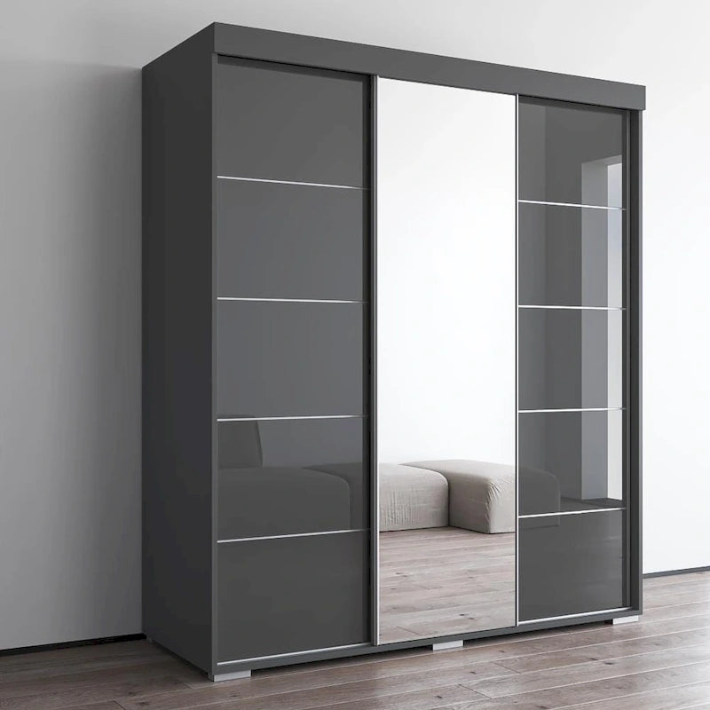 Armoire garde-robe moderne 3 portes avec miroir