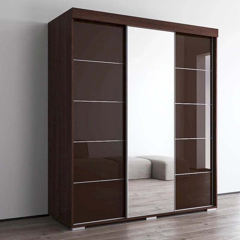 Armoire garde-robe moderne 3 portes avec miroir