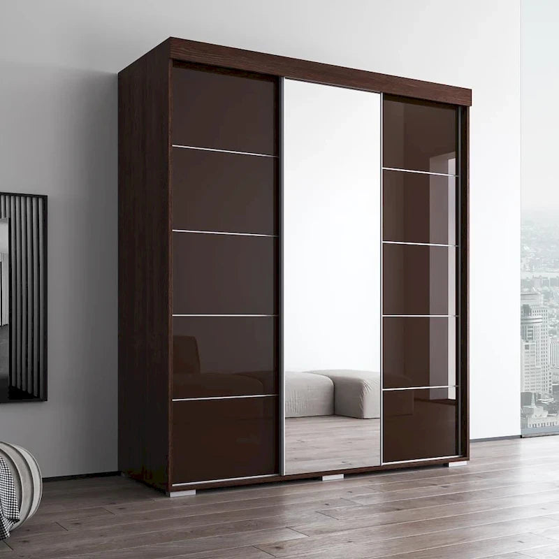 Armoire garde-robe moderne 3 portes avec miroir