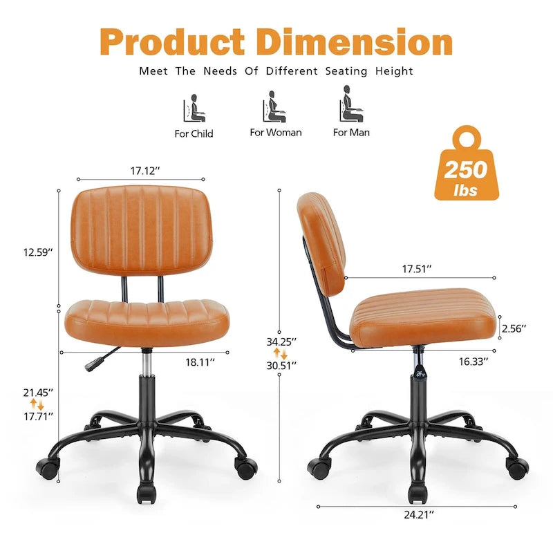 Chaise de bureau à dossier bas petite chaise de bureau à roulettes