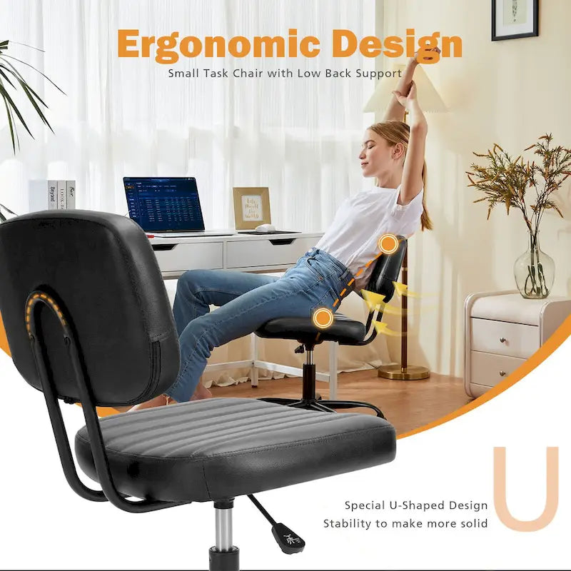 Chaise de bureau à dossier bas petite chaise de bureau à roulettes