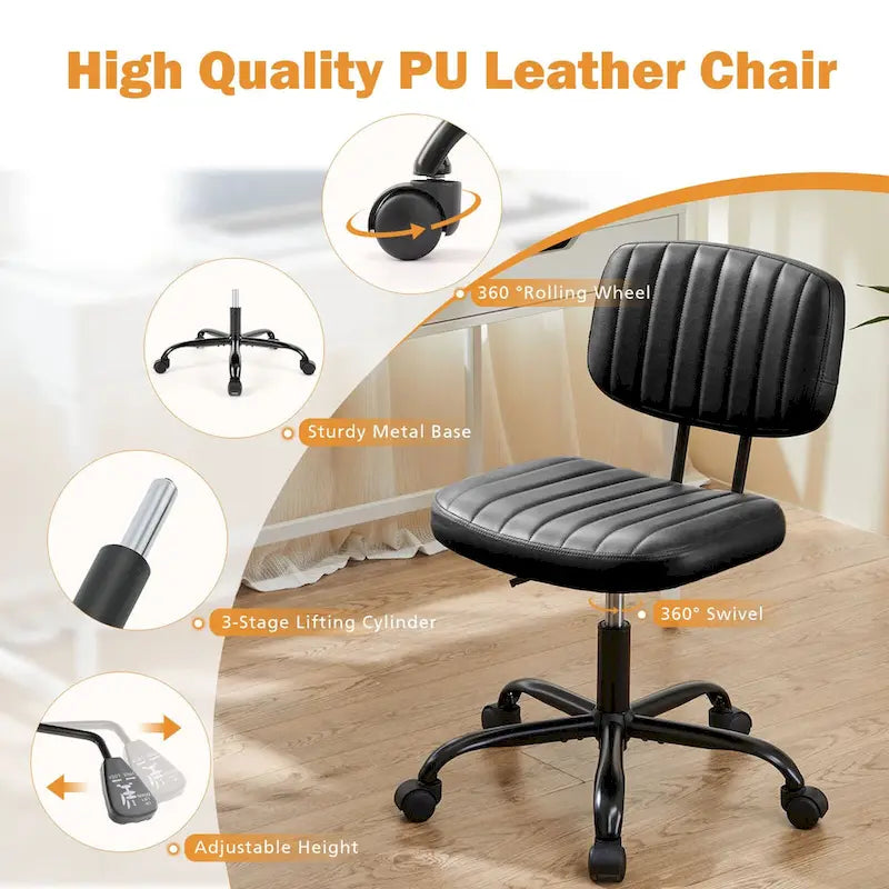 Chaise de bureau à dossier bas petite chaise de bureau à roulettes