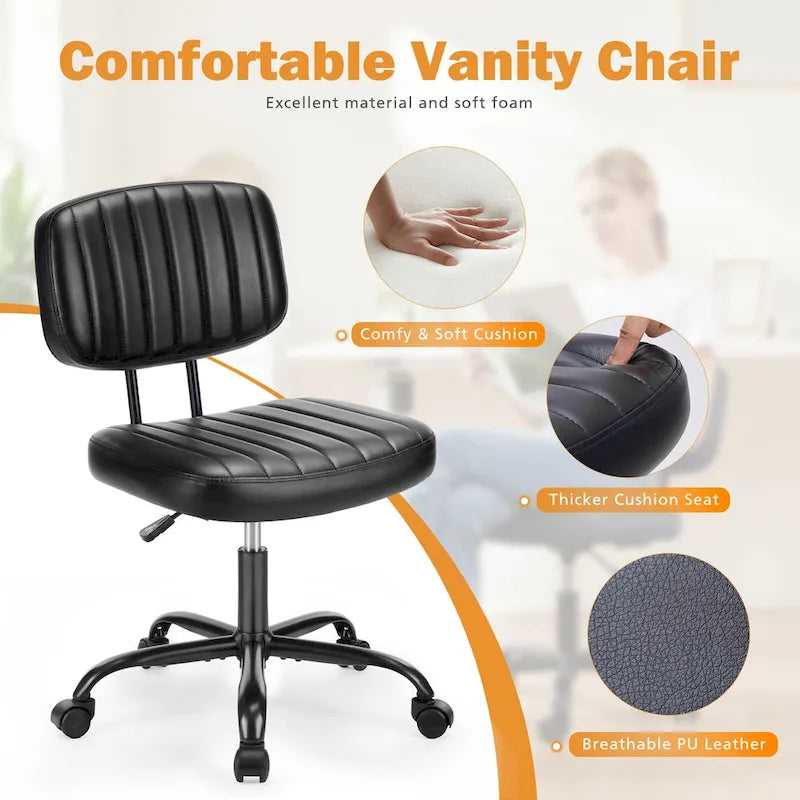 Chaise de bureau à dossier bas petite chaise de bureau à roulettes