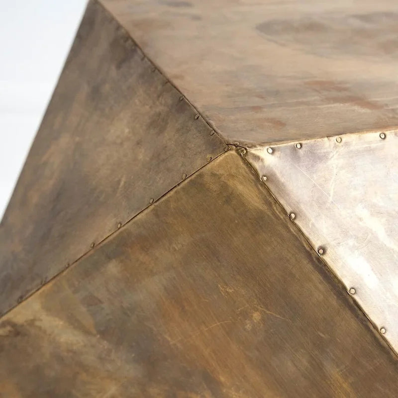 Table d'appoint/de chevet hexagonale en laiton plaqué hexagonal