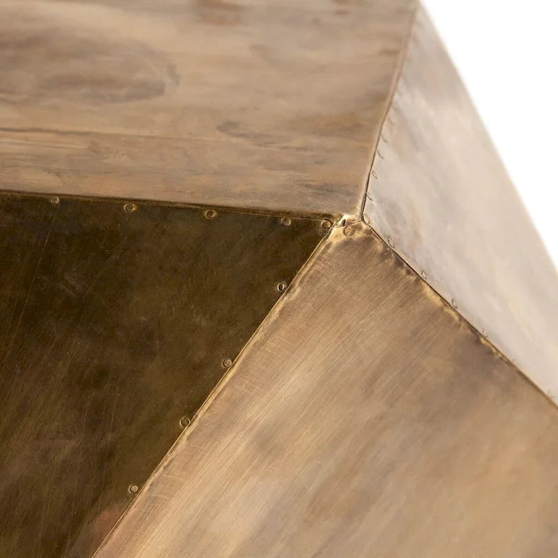 Table d'appoint/de chevet hexagonale en laiton plaqué hexagonal