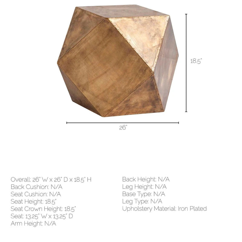 Table d'appoint/de chevet hexagonale en laiton plaqué hexagonal