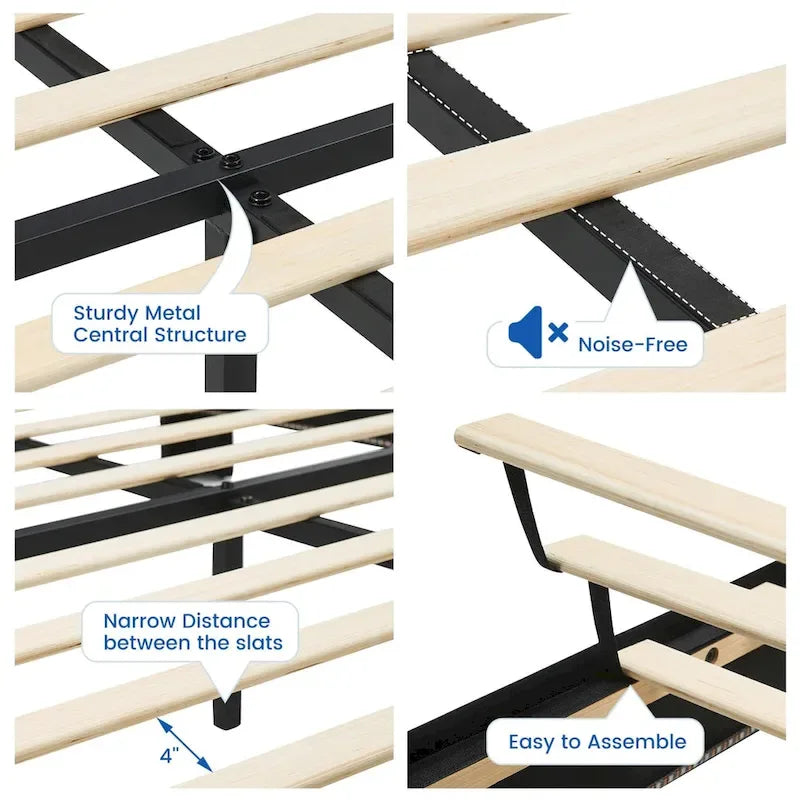 Cadre de lit flottant moderne en velours avec lumières LED