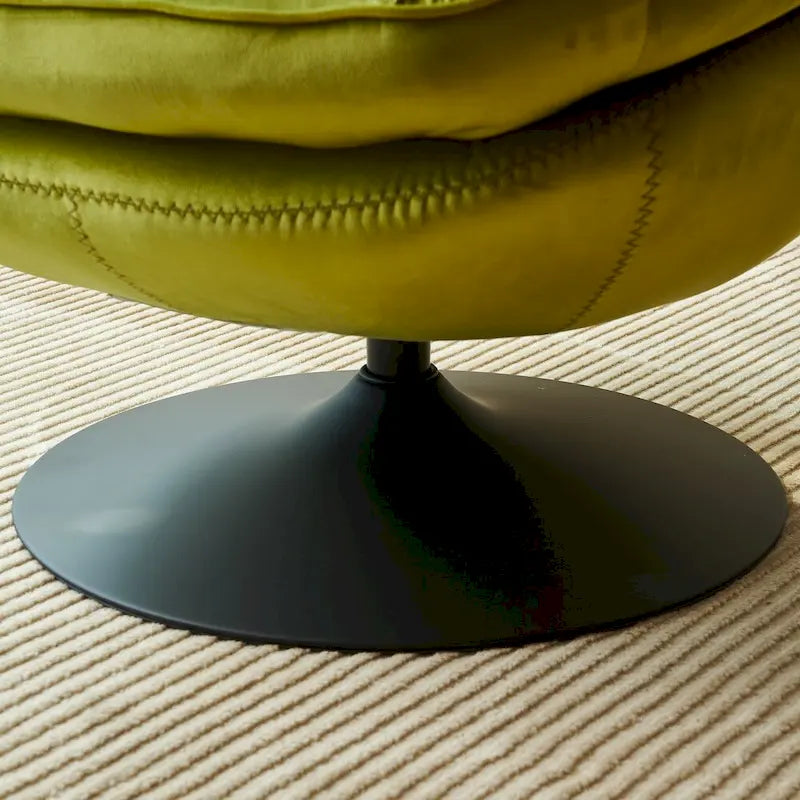 Fauteuil pivotant de détente en velours avec repose-pieds