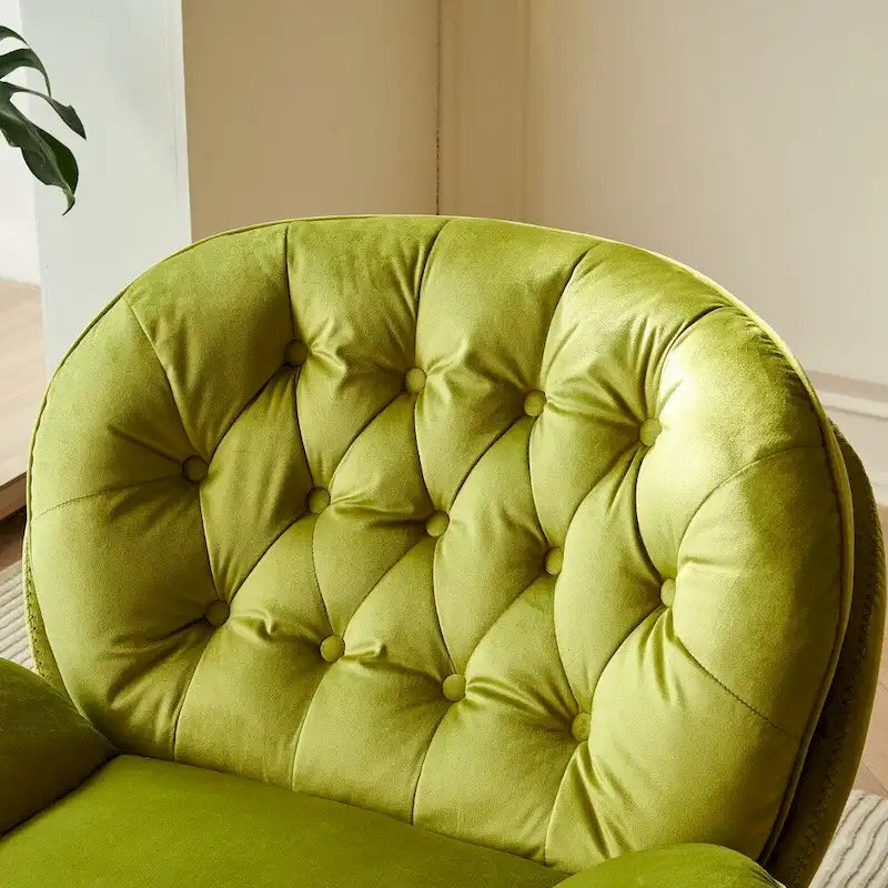 Fauteuil pivotant de détente en velours avec repose-pieds
