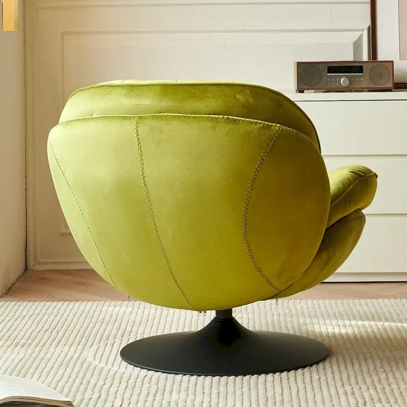 Fauteuil pivotant de détente en velours avec repose-pieds