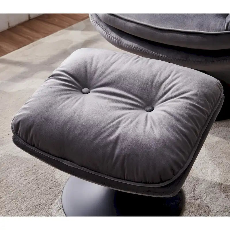 Fauteuil pivotant de détente en velours avec repose-pieds