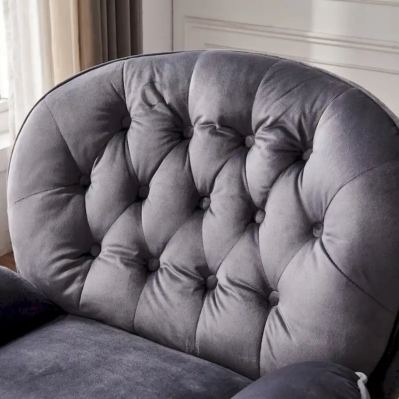 Fauteuil pivotant de détente en velours avec repose-pieds