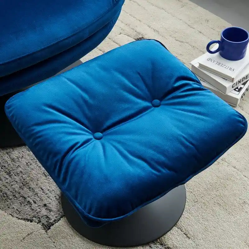 Fauteuil pivotant de détente en velours avec repose-pieds
