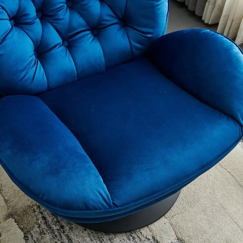Fauteuil pivotant de détente en velours avec repose-pieds