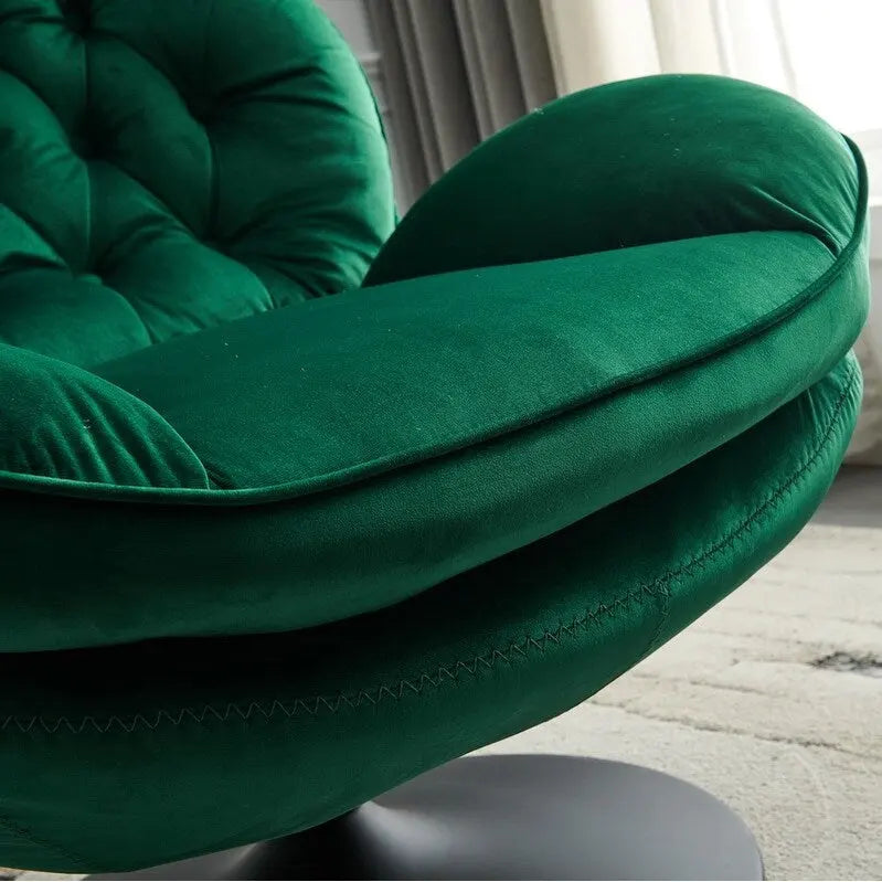 Fauteuil pivotant de détente en velours avec repose-pieds