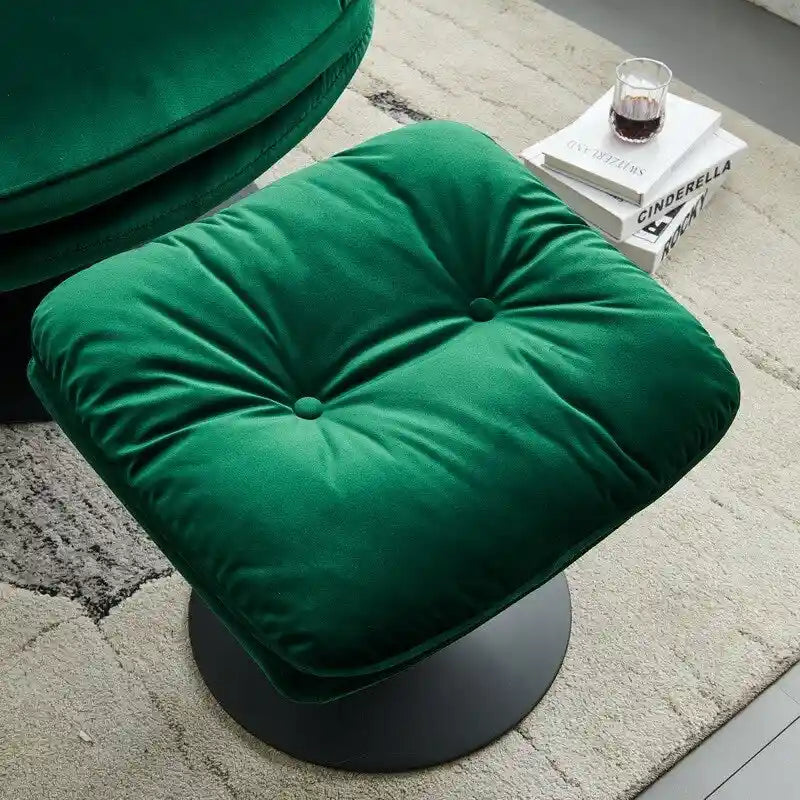 Fauteuil pivotant de détente en velours avec repose-pieds