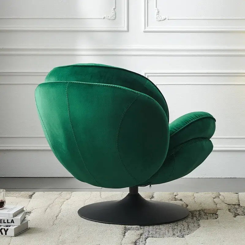Fauteuil pivotant de détente en velours avec repose-pieds