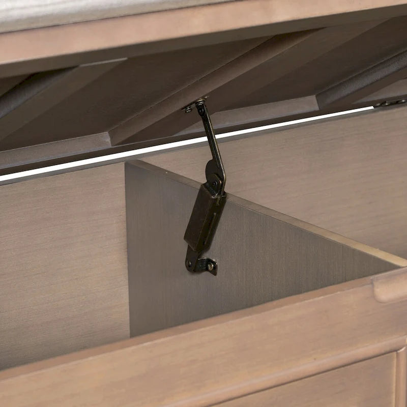 Banc de rangement multifonctionnel en bois massif de style rustique pour entrée avec charnière de sécurité