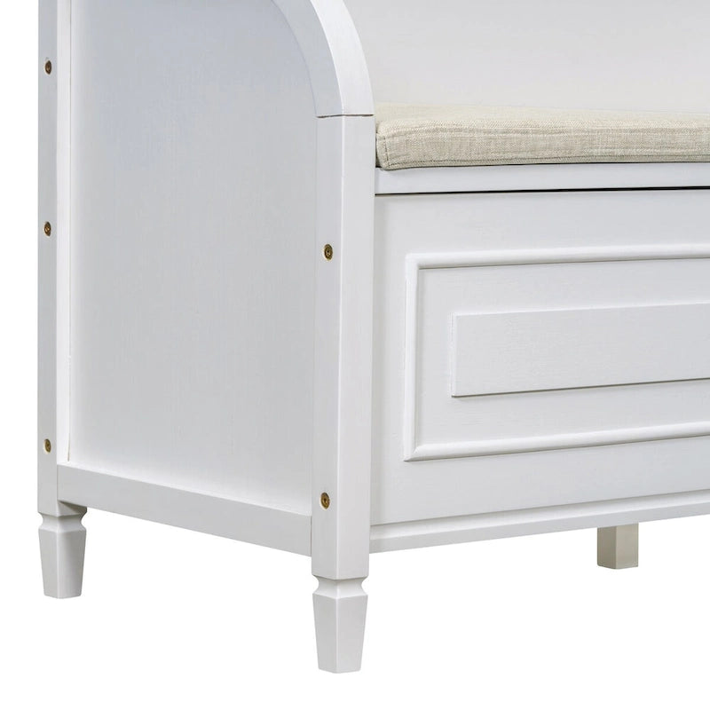Banc de rangement multifonctionnel en bois massif de style rustique pour entrée avec charnière de sécurité